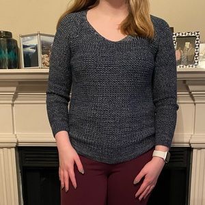 Blue Crochet Knit Sweater